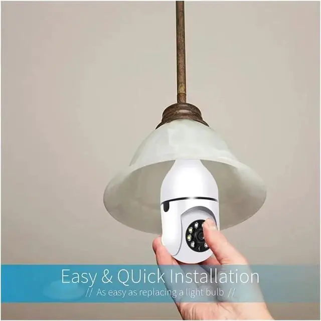 Alt view image 6 of 7 - 8MP E27 Bulb WiFi Security Camera, Dual Lens 8X Digital Zoom, Auto Human Tracking Two-Way Audio Indoor Surveillance Cam with Full Color Night Vision