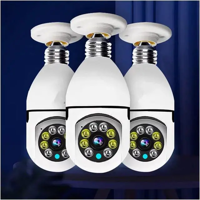 Alt view image 7 of 7 - 8MP E27 Bulb WiFi Security Camera, Dual Lens 8X Digital Zoom, Auto Human Tracking Two-Way Audio Indoor Surveillance Cam with Full Color Night Vision