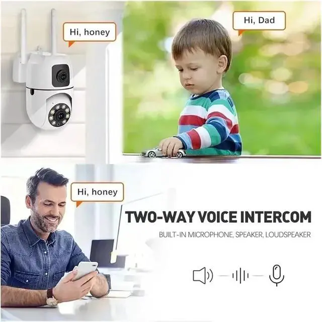 Alt view image 5 of 7 - 8MP Dual Lens Dual Screen WiFi IP Security Camera, Auto Tracking 8X Digital Zoom Wireless CCTV Cam with Full Color Night Vision