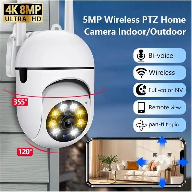 Alt view image 2 of 6 - 1080P HD WiFi Wireless 360° Pan Tilt Security Camera, Upgraded Version for Indoor & Outdoor Surveillance(US Plug)