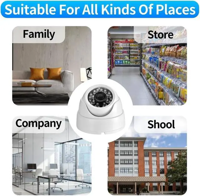 Alt view image 5 of 6 - Multi Resolution AHD Dome CCTV Camera, 1MP/2MP/1080P/5MP Indoor Mini Surveillance Cam with 24 IR LEDs & IR-Cut Filter(6mm,720P_PAL)