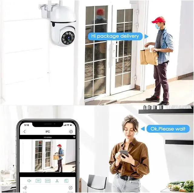 Alt view image 6 of 6 - 1080P HD WiFi Wireless 360° Pan Tilt Security Camera, Upgraded Version for Indoor & Outdoor Surveillance(US Plug)