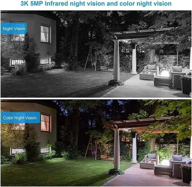 Alt view image 5 of 7 - CCTV PoE IP Security Camera Outdoors Waterproof Two-Way Audio Color Night Vision 4K 8MP 5MP 4MP Surveillance Camera for Options(6mm,4K 8MP_POE48V_White)