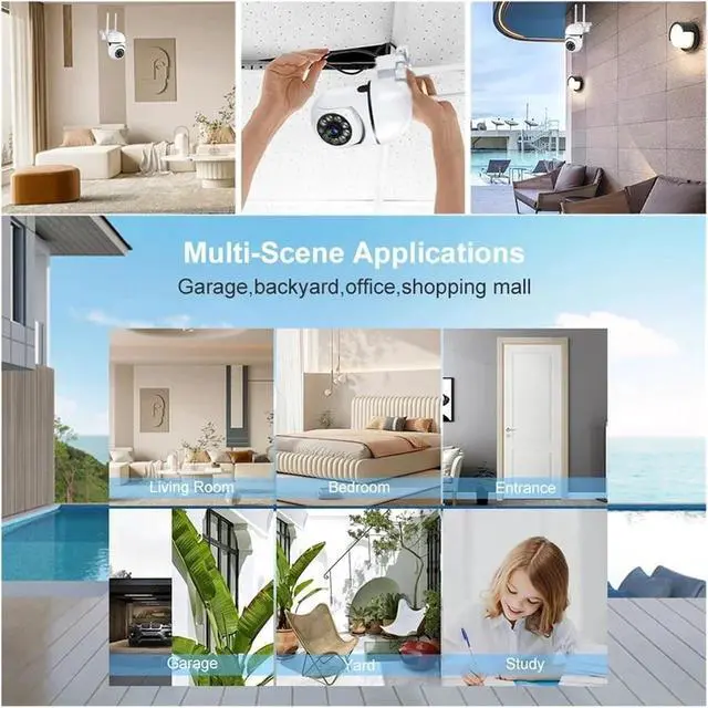 Alt view image 3 of 6 - 1080P/3MP Outdoor WiFi IP Security Camera, Smart CCTV Surveillance Cam with AI Human Detection & Auto Tracking for Home Safety