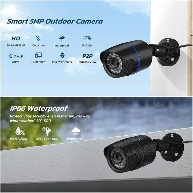 Alt view image 2 of 6 - 4K 8MP POE IP Camera Outdoor Waterproof H.265 Motion Detection Home Security Bullet CCTV Camera Video Surveillance for(4MP (DC 12V))