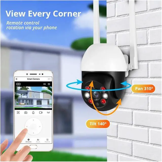 Alt view image 5 of 7 - Waterproof 5MP 8MP UHD PTZ WiFi IP Camera Tuya Smart 4K Camera Security CCTV Surveillance with 3 Meters Cable(EU Plug,3m Cable 8MP Camera)