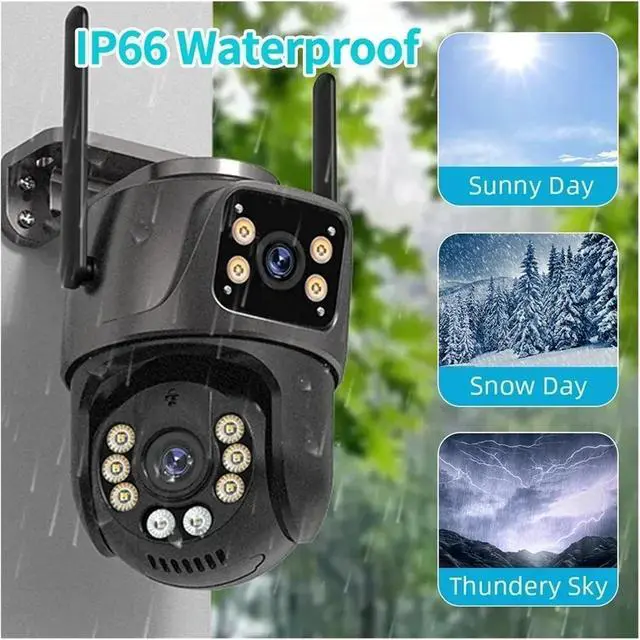 Alt view image 7 of 7 - 4K Dual-Lens Outdoor PTZ Camera with AI Auto Tracking, 8MP HD Wi-Fi IP CCTV, Dual Screen, Two-Way Audio, ICSee P2P(8MP Add 128G Card)