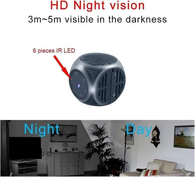Alt view image 3 of 7 - 1080P HD Portable Infrared Night Vision DVR Recorder, Motion Detection Mini Surveillance Recording Device(Camera add 0GB Card)