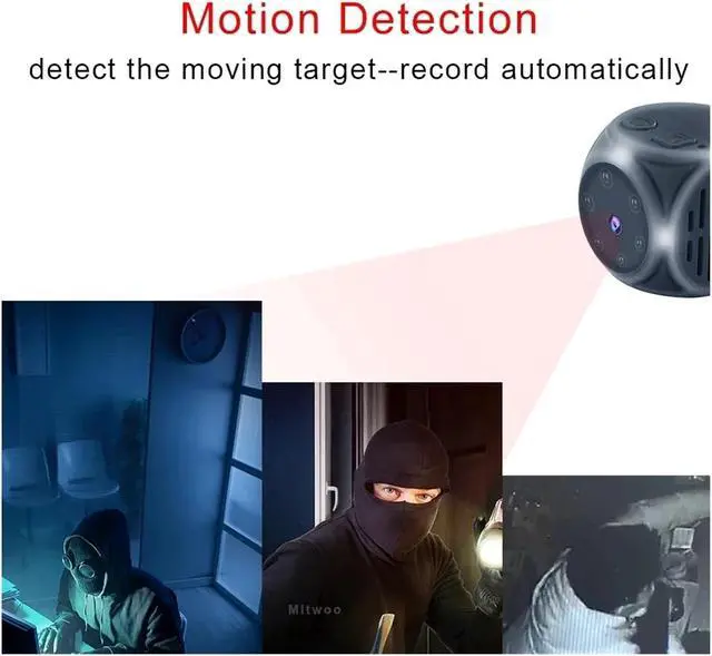 Alt view image 4 of 7 - 1080P HD Portable Infrared Night Vision DVR Recorder, Motion Detection Mini Surveillance Recording Device(Camera add 0GB Card)