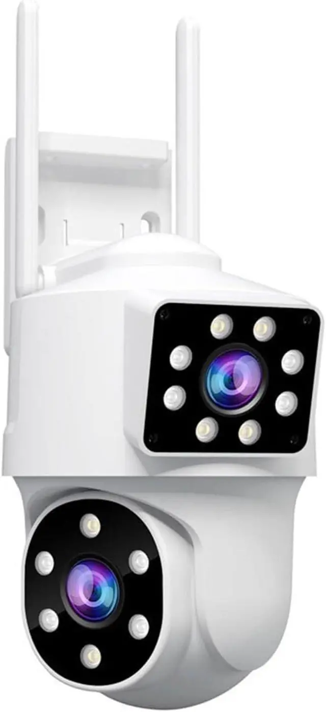 Alt view image 2 of 7 - 8MP Dual Lens Dual Screen IP Camera WiFi PTZ Camera Outdoor 4MP AI Auto Tracking CCTV HD Audio Video Surveillance(EU Plug,1/2'')