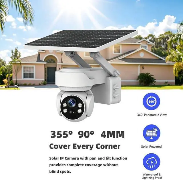 Alt view image 2 of 7 - Wireless Solar PTZ Mini Security Camera, WiFi & 4G LTE Cellular Connectivity,5W Solar Charger, IP66 Weatherproof, 30m Full Color Night Vision, PIR Human Detection, 2-Way Audio & Auto Tracking