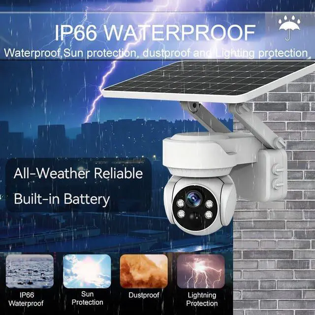 Alt view image 3 of 7 - Wireless Solar PTZ Mini Security Camera, WiFi & 4G LTE Cellular Connectivity,5W Solar Charger, IP66 Weatherproof, 30m Full Color Night Vision, PIR Human Detection, 2-Way Audio & Auto Tracking