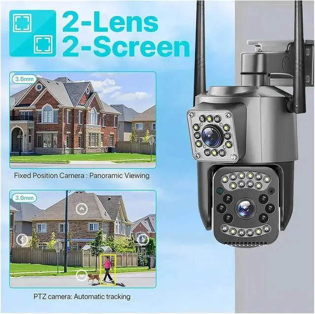 Alt view image 3 of 7 - CCTV Camera V380 Pro 4K 4MP 4G SIM Card Outdoor IP Security Protection Color Night Vision AI Human Detection WiFi Cameras 4G LTE(EU Plug,1/2.7")