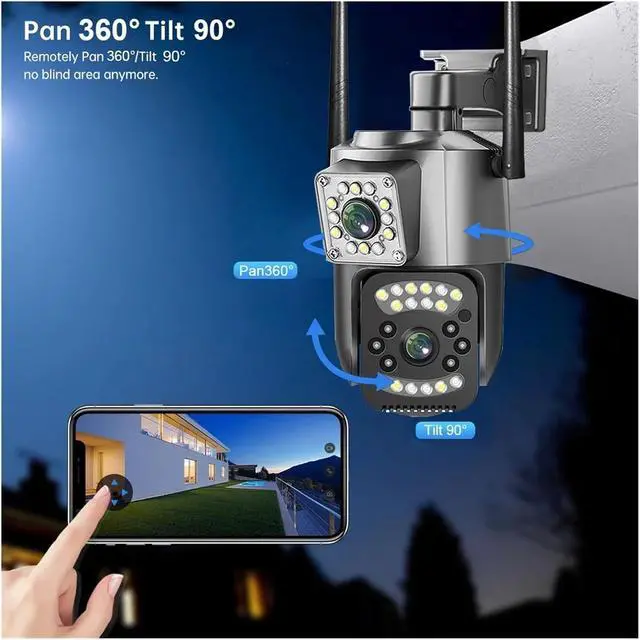 Alt view image 5 of 7 - CCTV Camera V380 Pro 4K 4MP 4G SIM Card Outdoor IP Security Protection Color Night Vision AI Human Detection WiFi Cameras 4G LTE(EU Plug,1/2.7")