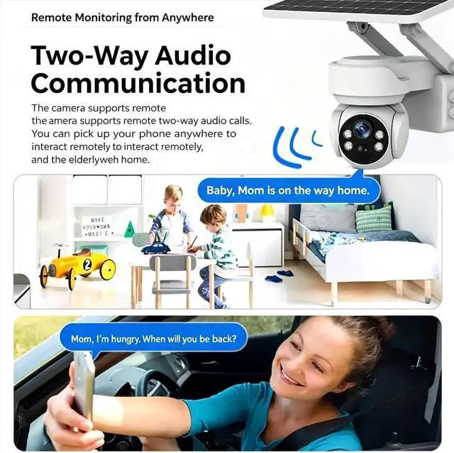 Alt view image 6 of 7 - Wireless Solar PTZ Mini Security Camera, WiFi & 4G LTE Cellular Connectivity,5W Solar Charger, IP66 Weatherproof, 30m Full Color Night Vision, PIR Human Detection, 2-Way Audio & Auto Tracking
