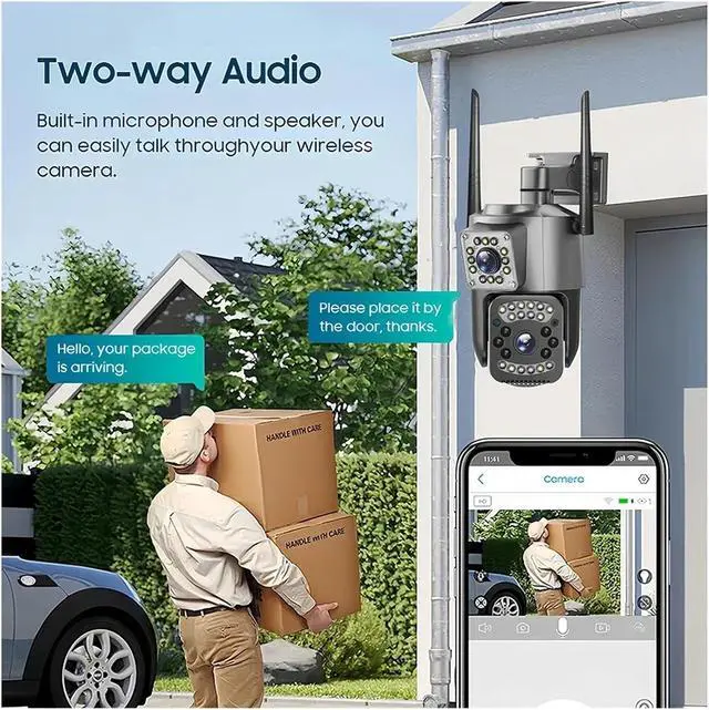 Alt view image 7 of 7 - CCTV Camera V380 Pro 4K 4MP 4G SIM Card Outdoor IP Security Protection Color Night Vision AI Human Detection WiFi Cameras 4G LTE(EU Plug,1/2.7")