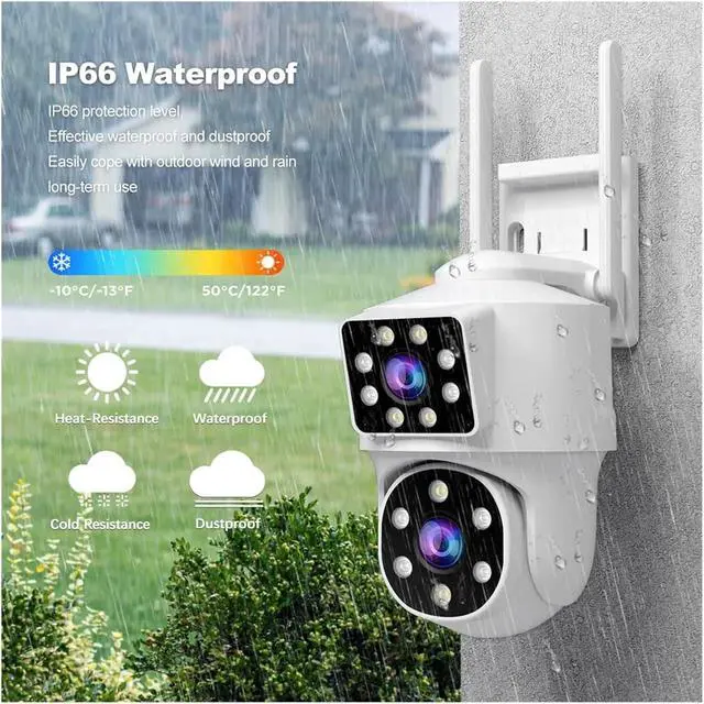 Alt view image 5 of 7 - 8MP Dual Lens Dual Screen IP Camera WiFi PTZ Camera Outdoor 4MP AI Auto Tracking CCTV HD Audio Video Surveillance(US Plug,1/3")
