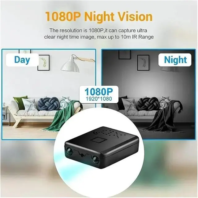 Alt view image 4 of 7 - 1080P HD Mini WiFi DVR Recorder, IR Night Vision Motion Detection Recording Device with Built-in Battery for Home & Outdoor Security(Add 16GB TF,WiFi NO Battery)