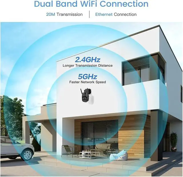 Alt view image 7 of 7 - 5G WiFi 4G Sim IP Camera Dual Lens Optical Zoom Outdoor 360 PTZ Security Camera Auto Tracking CCTV Color Night Vision(1/1.8")