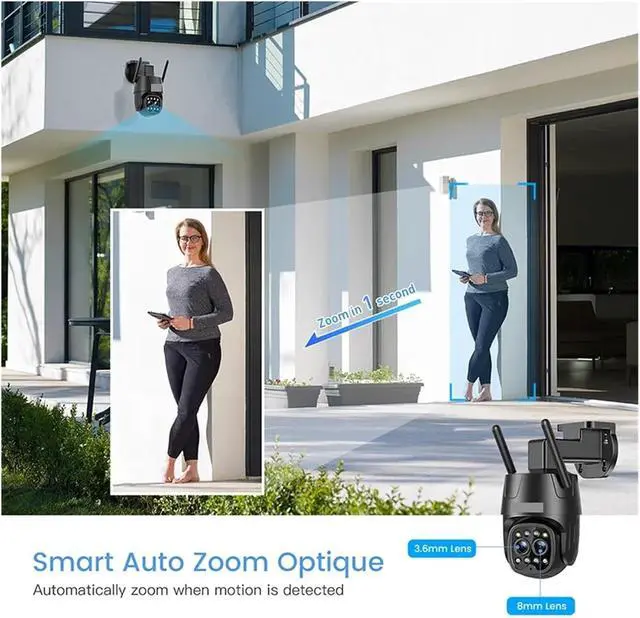 Alt view image 5 of 7 - 5G WiFi 4G Sim IP Camera Dual Lens Optical Zoom Outdoor 360 PTZ Security Camera Auto Tracking CCTV Color Night Vision(1/1.8")