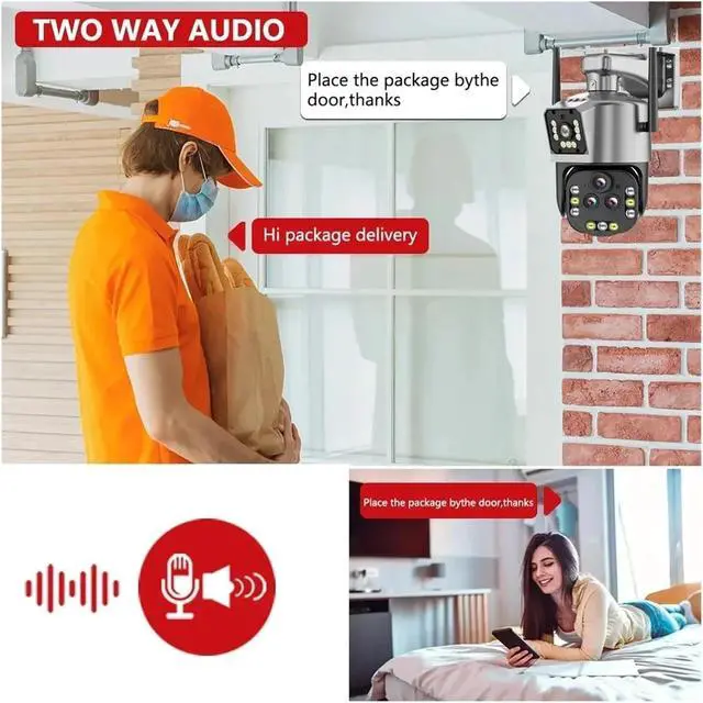 Alt view image 5 of 7 - IPC360 Home 8K 16MP 20X Zoom WiFi IP PTZ Camera AI Auto Tracking Color Night Vision 4 Lens 3 Screens CCTV Surveillance Camera(AU Plug,8K 20X with 64G SD)