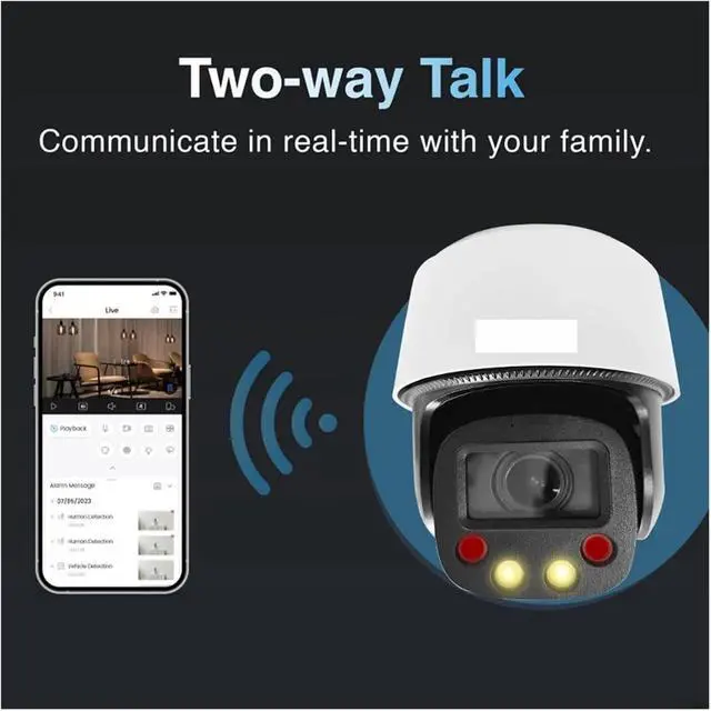 Alt view image 5 of 7 - 4MP Full Color PTZ Camera Smart Auto Tracking Warm Light & Sound Warning Camera IR Cam Two-Way Audio