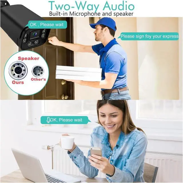 Main image of 4K 8MP IP Camera Two Way Audio CCTV Recording Outdoor POE H.265 Metal Black 4MP Human Detection Surveillance Cam(8mm,Super 4MP POE)