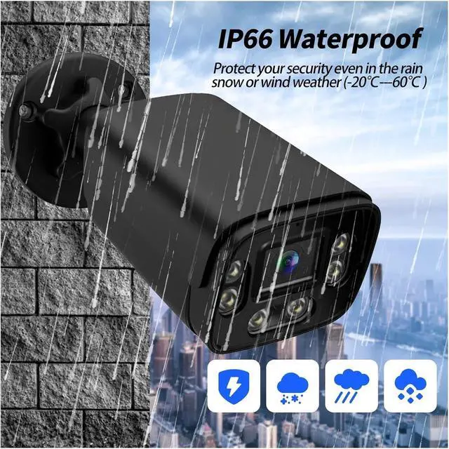 Alt view image 2 of 5 - 4K 8MP IP Camera Two Way Audio CCTV Recording Outdoor POE H.265 Metal Black 4MP Human Detection Surveillance Cam(8mm,Super 4MP POE)