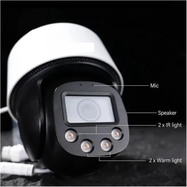 Alt view image 3 of 7 - 4MP Full Color PTZ Camera Smart Auto Tracking Warm Light & Sound Warning Camera IR Cam Two-Way Audio