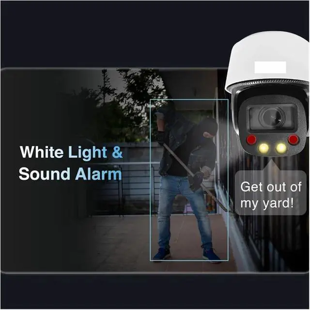 Alt view image 6 of 7 - 4MP Full Color PTZ Camera Smart Auto Tracking Warm Light & Sound Warning Camera IR Cam Two-Way Audio