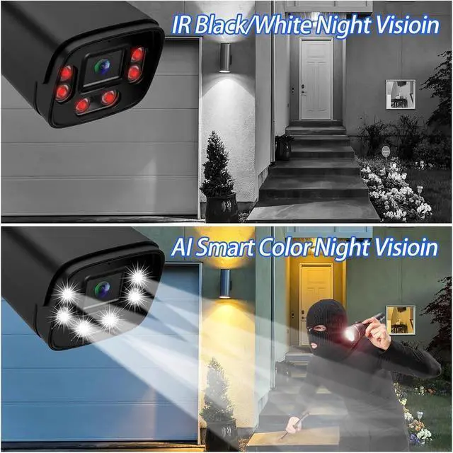 Alt view image 5 of 5 - 4K 8MP IP Camera Two Way Audio CCTV Recording Outdoor POE H.265 Metal Black 4MP Human Detection Surveillance Cam(8mm,Super 4MP POE)