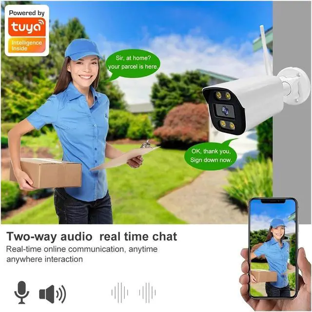 Alt view image 3 of 6 - WiFi POE 6MP Tuya Smart Life 4MP 2MP Waterproof Outdoor IP Camera P2P Security Bullet CCTV Surveillance Camera Metal Shell(UK Plug,4MP Add 128G)
