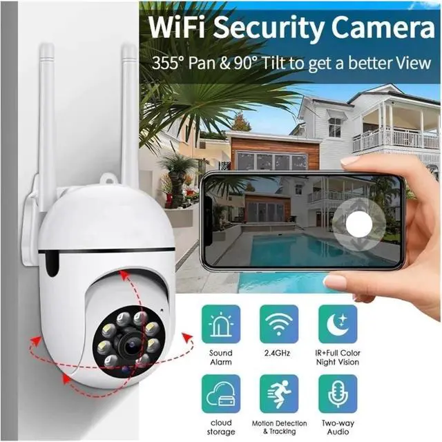 Alt view image 3 of 6 - 2MP Security Surveillance Camera Outdoor PTZ with 5X Zoom AI Human Tracking Two-Way Audio HD Night Color Video WiFi IP(USB)