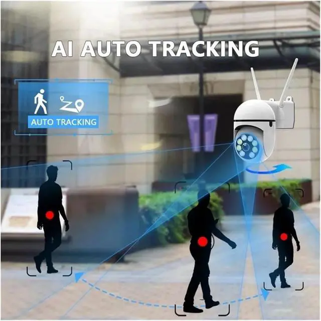 Alt view image 5 of 6 - 2MP Security Surveillance Camera Outdoor PTZ with 5X Zoom AI Human Tracking Two-Way Audio HD Night Color Video WiFi IP(USB)