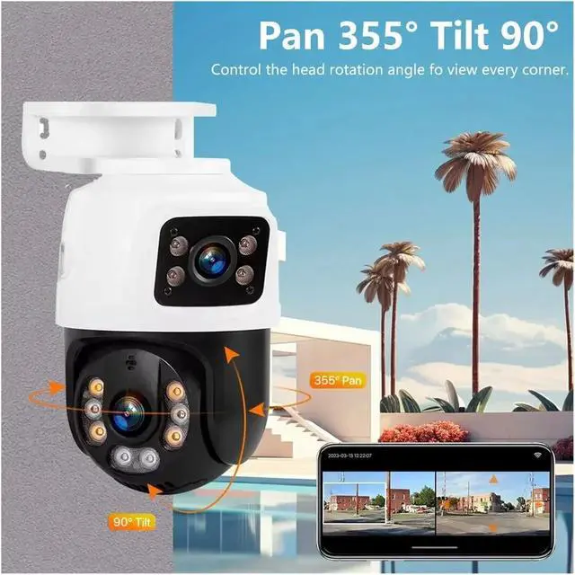 Alt view image 3 of 6 - 8MP 4K Dual Lens POE IP Camera PTZ Dual Screens Smart Home 360° Wired Video Surveillance IP Camera Motion Detection CCTV ICsee(1/3")