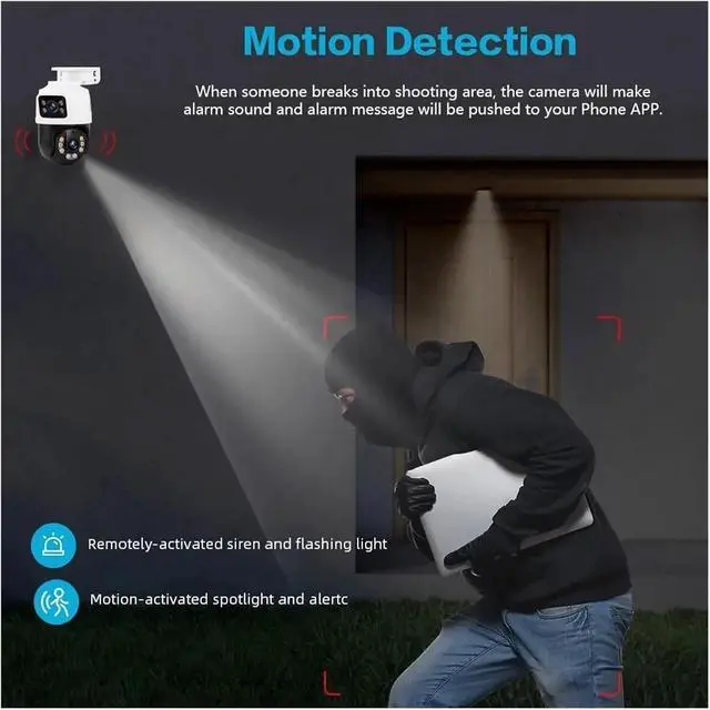Alt view image 4 of 6 - 8MP 4K Dual Lens POE IP Camera PTZ Dual Screens Smart Home 360° Wired Video Surveillance IP Camera Motion Detection CCTV ICsee(1/3")
