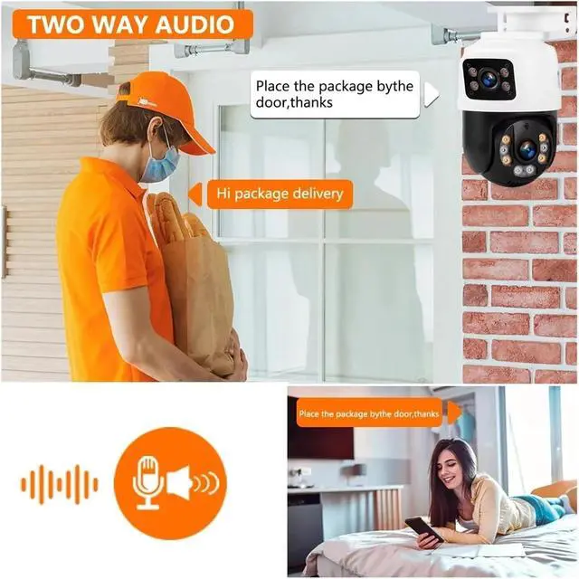 Alt view image 2 of 6 - 8MP 4K Dual Lens POE IP Camera PTZ Dual Screens Smart Home 360° Wired Video Surveillance IP Camera Motion Detection CCTV ICsee(1/3")
