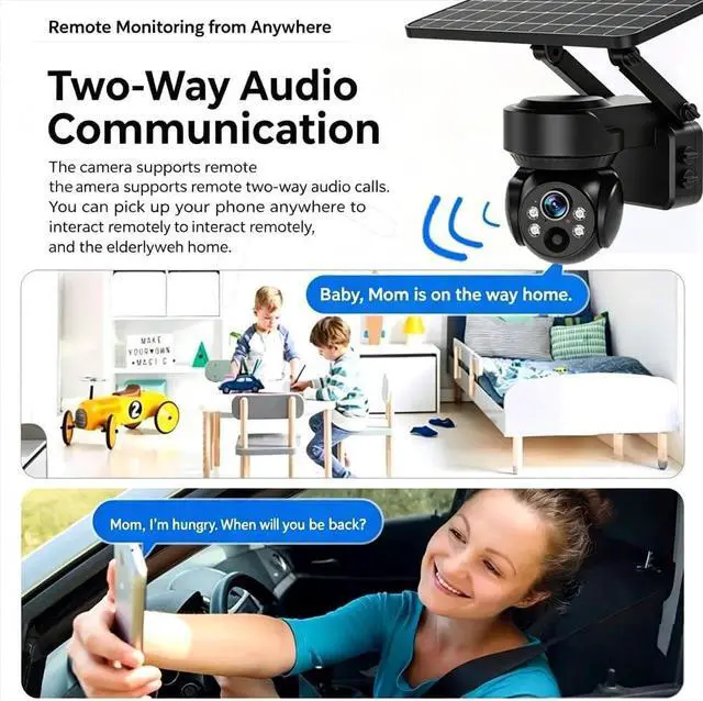 Alt view image 7 of 7 - 3MP Solar PTZ Dome Security Camera, 4G LTE & WiFi Dual Mode, 5W Solar Panel Built-in 9600mAh IP66 Waterproof,30m Dual Light Color Night Vision, Auto Human Tracking, 2-Way Audio, PIR Motion Alarm1