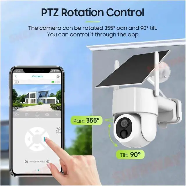 Alt view image 4 of 7 - Tuya Solar WiFi Security Camera Outdoor 5MP Low Power Battery PTZ Camera PIR Motion Detection CCTV Video Surveieillance(5MP with 32G Card)