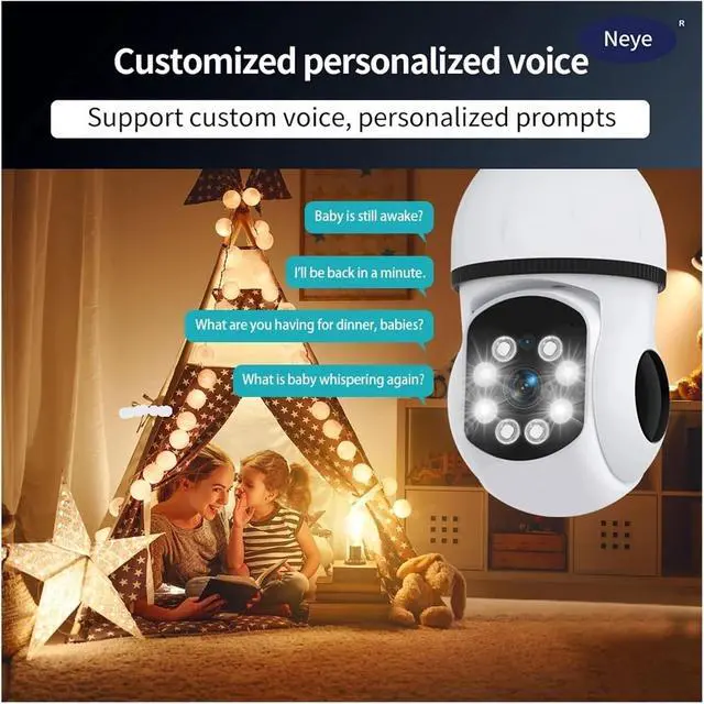 Alt view image 6 of 6 - 8MP 4K E27 WiFi Light Bulb Security Camera with Spotlight, 360° Panoramic IP Cam, AI Motion Detection Indoor Surveillance Camera(2MP)