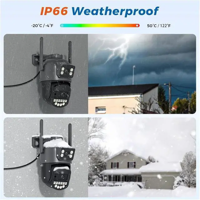 Alt view image 4 of 5 - 5GHz WiFi Security Camera: 5K 10MP, Dual Lens, AI Human Detection, Outdoor PTZ IP Cam with Intercom(EU Plug,10MP NO SD Card)