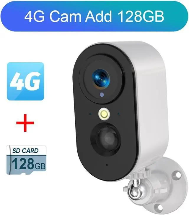 Alt view image 2 of 7 - 4MP Mini Outdoor Security Camera, Dual 4G & WiFi Connection, Built-in Spotlight & 5200mAh Rechargeable Battery, PIR Human Detection Wireless Surveillance Cam(4G Cam Add 128G)