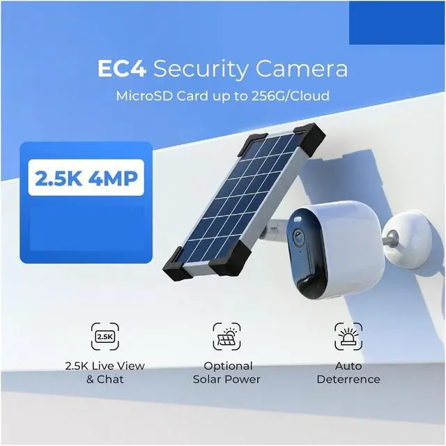 Alt view image 2 of 7 - EC4 Outdoor Camera Solar Battery Surveillance 2.5K HD IP WiFi Web Cam Smart Security Protection CCTV Monittor(US Plug,EC4 Set)