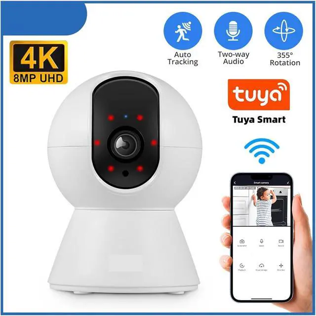 Alt view image 2 of 7 - 4K 5MP 8MP WiFi IP Camera Indoor Home Security CCTV Surveillance Camera with Tuya Smart Auto Tracking(UK Plug,8MP IP Camera)