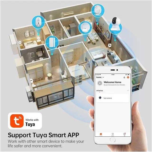 Alt view image 4 of 7 - 4K 5MP 8MP WiFi IP Camera Indoor Home Security CCTV Surveillance Camera with Tuya Smart Auto Tracking(UK Plug,8MP IP Camera)