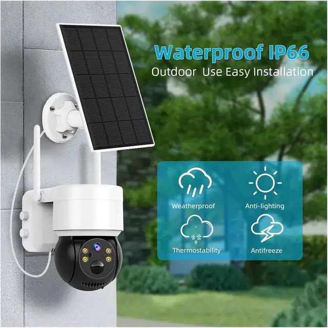 Alt view image 5 of 6 - Solar Camera WiFi Outdoor 4MP HD Security CCTV Waterproof Night Vision PIR Human Detect PTZ Camera with Solar Panel(4MP ADD 32G)