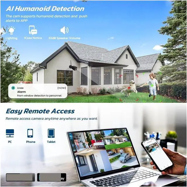Alt view image 3 of 6 - 4K 8MP WiFi IP Camera Outdoor Waterproof CCTV Ai Human Detect Audio H.265 Video Surveillance Security Bullet Cameras(AU Plug,4MP 128G SD Card)