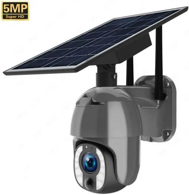 Alt view image 3 of 7 - 5MP Solar PTZ Security Camera, 10X Optical Zoom, 355° Pan 100° Tilt, Color Night Vision, IP66, AI Detection, 2-Way Audio, Solar Powered Outdoor Camera for UBOX