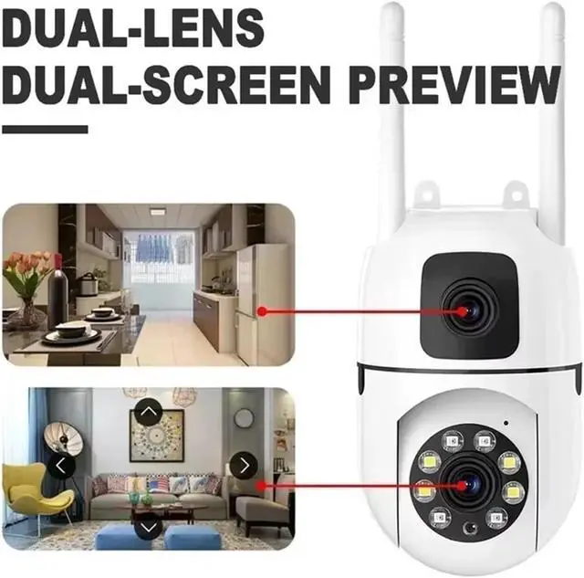 Alt view image 4 of 7 - 8MP Dual Lens Dual Screen WiFi IP Security Camera, Auto Tracking 8X Digital Zoom Wireless CCTV Cam with Full Color Night Vision