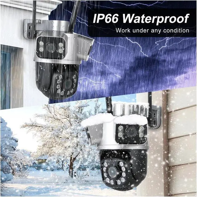 Alt view image 4 of 7 - 6K 12MP 3 Lens 3 Screens WiFi Outdoor Camera Ai Motion Tracking Zoom PTZ 4K Video Camera Security Surveillance Camera(EU Plug,2LENS Camera ADD 64G)